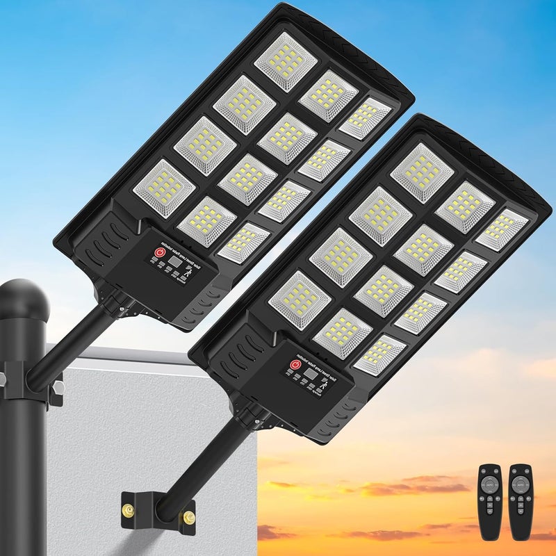Heisolcool Solar Street Lights Outdoor Waterproof,52000LM 320° Wide Angle Flood Light, LED Solar Parking Light with Motion Sensor and Remote Control, Suitable for Street, Parking Parking lot-2PACK - Image 1